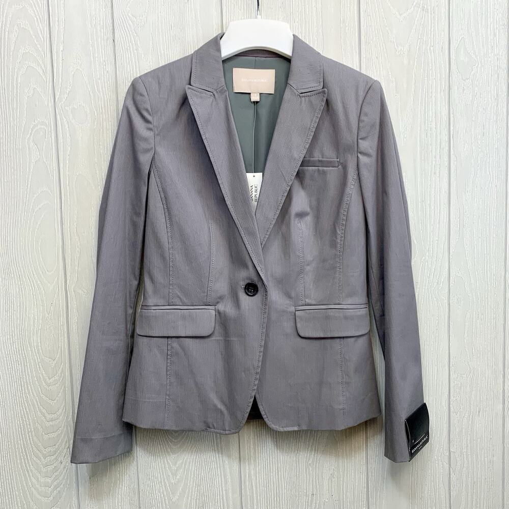Banana Republic Womens Gray Stripe Blazer Size 4 NWT